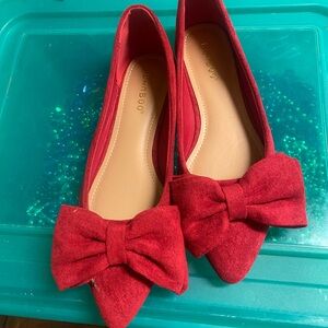 BAMBOO Red Flats with Bow